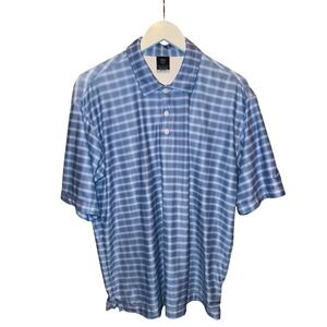 Nike Dri-FIT UV Men's Golf Polo Shirt Blue Plaid Short Sleeve Size Medium